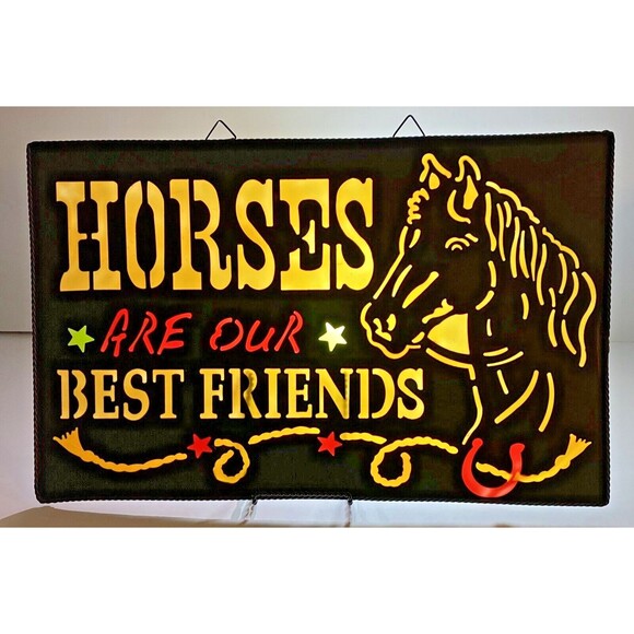 Metal Suncatcher Horses Are Our Best Friends 12.5x20” Barn Farm Homestead Ranch - Picture 1 of 12